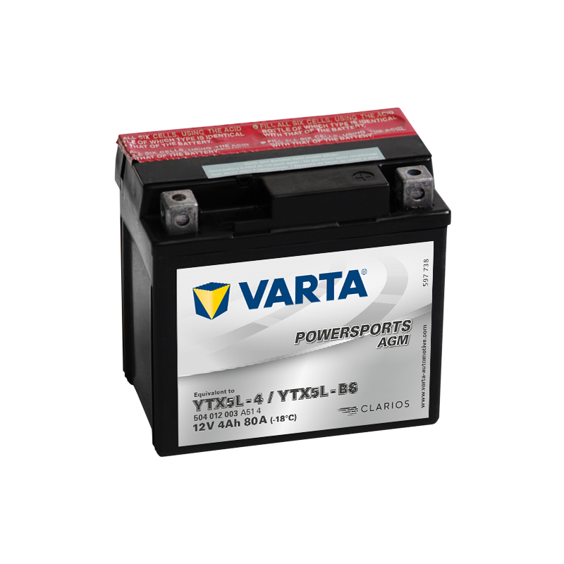 Varta YTX5L-4 YTX5L-BS 504012003 battery 12V 4Ah (10h) AGM