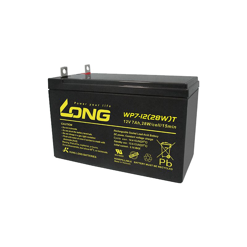 Batterie Long WP7-12(28W)T 12V 7Ah AGM