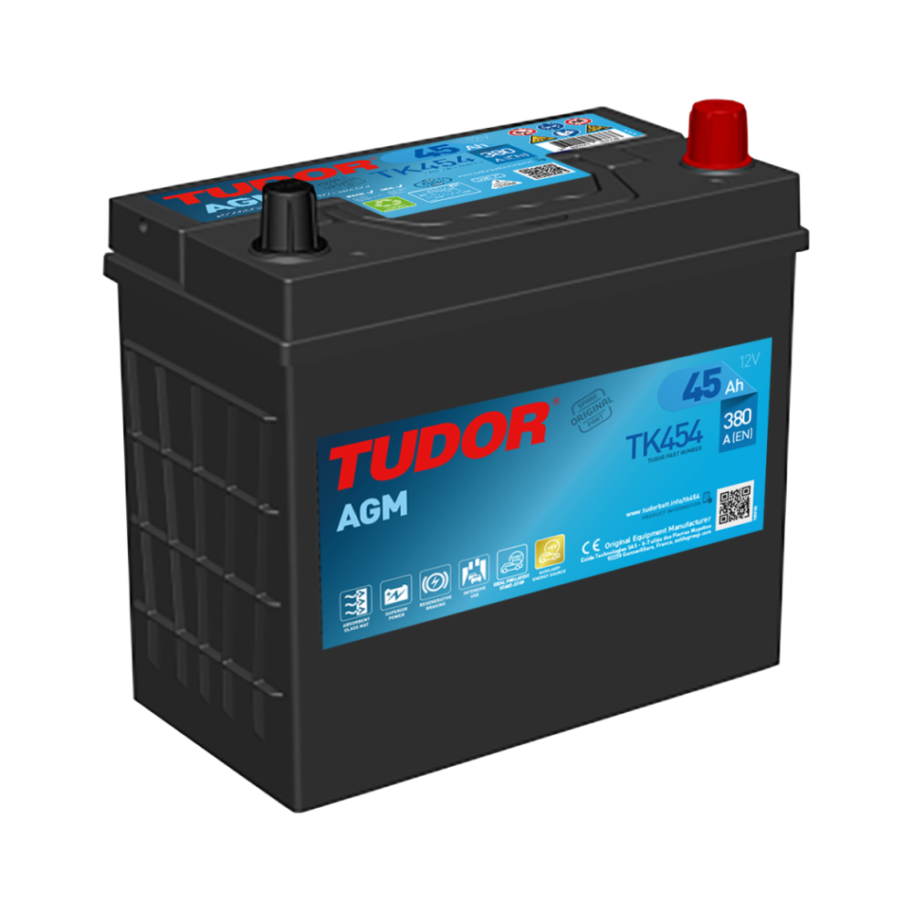 Batería auxiliar Tudor TK454 45Ah 12V 380A | eurobateria.es
