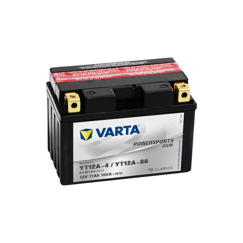 Batería Varta YT12A-4 YT12A-BS 511901014 12V 11Ah (10h) AGM