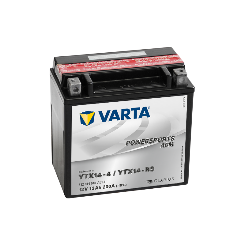 Batería Varta YTX14-4 YTX14-BS 512014010 12V 12Ah (10h) AGM