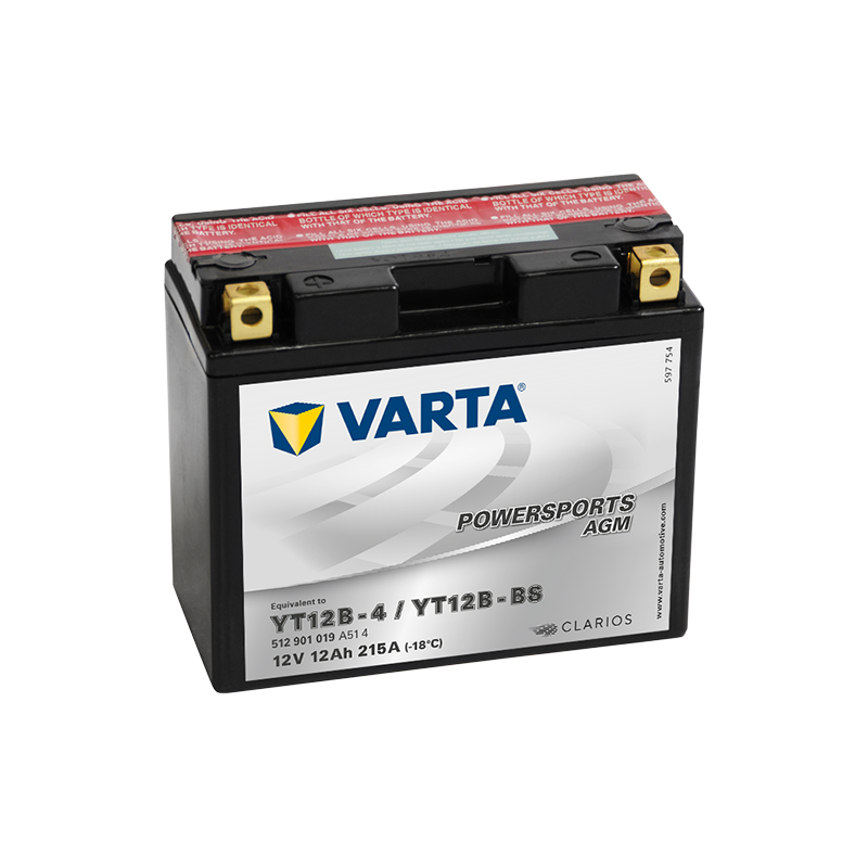 Batería Varta YT12B-4 YT12B-BS 512901019 12V 12Ah (10h) AGM