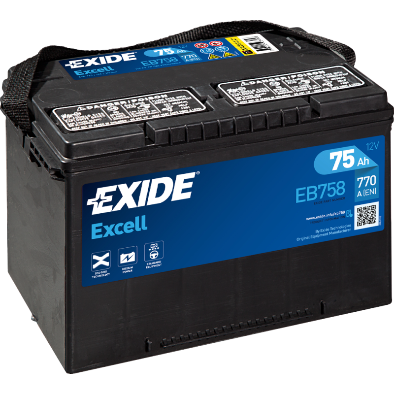 Exide EB758 battery 12V 75Ah