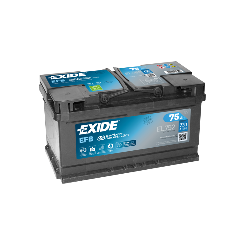 Exide EL752 battery 12V 75Ah EFB